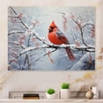 thumbnail image 2 of Designart "Winter Wonderland Cardinal Red Bird in Canada IV" Animals Metal Art Print, 2 of 5