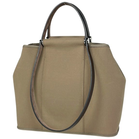 Pre-Owned Hermes Cabas PM 2-Way Handbag, Toile Officier, Brown, Size M, Women's