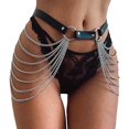 thumbnail image 1 of Cinturón de cadena de cintura negro punk, cadena para el cuerpo del vientre en capas de cuero, accesorios de joyería para el cuerpo Rave para damas y niñas negro Sailing Electrónica, 1 of 5