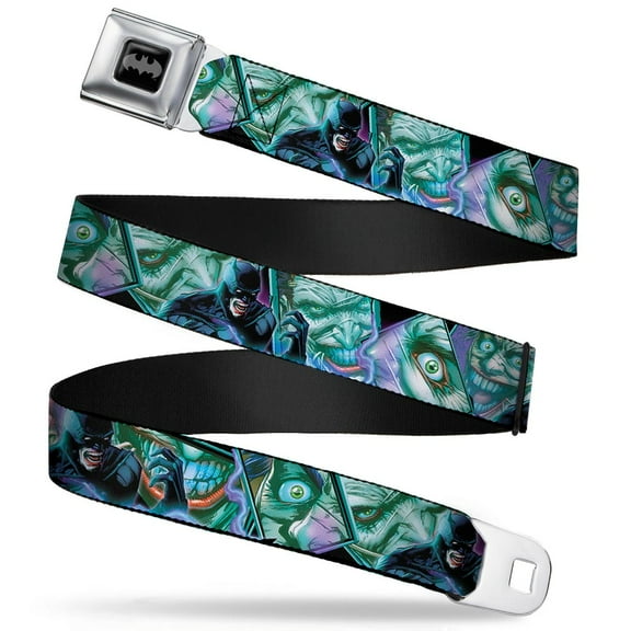 DC Comics Belt, Seatbelt Buckle Belt, DC Issue 16 Batman Screaming Joker Expressions Cover, 30 to 44 Inches