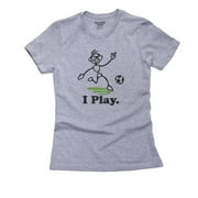 Fun and Trendy I Play Soccer Cartoon Graphic Women's Cotton Grey T-Shirt