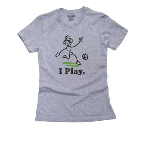Fun and Trendy I Play Soccer Cartoon Graphic Women's Cotton Grey T-Shirt