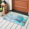 thumbnail image 4 of 2x3 Ft Entryway Area Rug, Teal Blue Owl Kitchen Rug Runner Washable Floor Mat, Modern Flowers Birds on Branch Non Slip Indoor Door Mat Throw Carpet for Bathroom Living Room Bedroom, 4 of 8