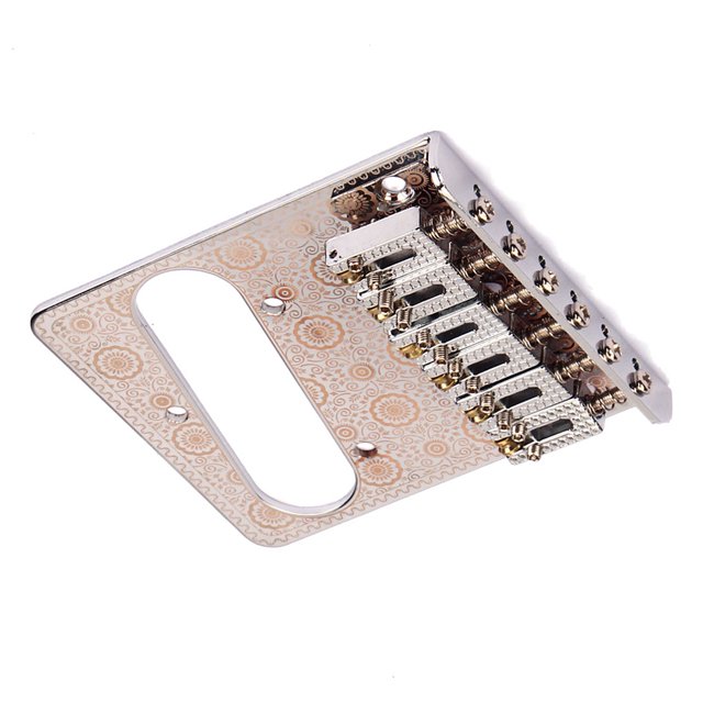 Maoww Electric Guitar Saddle Bridge Flower Print 6 String Hardtail with Screws Adjustable Top-Loading Tailpiece Bass Instrument