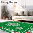 thumbnail image 2 of ODIKA 4'x6' Machine Washable Non-Slip Area Rug, Jolly Pixie Wintertime Starflake Motif Floor Skid Proof Base High Traffic Rug, Green, 617728, 2 of 7