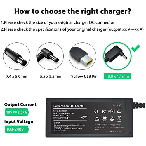 19V 2.37A 45W AC Adapter Cargador para Laptop Acer Aspire 5 A515-44 A5