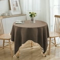 thumbnail image 6 of OAVQHLG3B Small Square Tablecloth Solid Vintage Grey Fabric Tassel Table Cloth Rustic Farmhouse Decorative Washable Table Cover for Kitchen Dining Party 36 x 36 Inch, 6 of 6