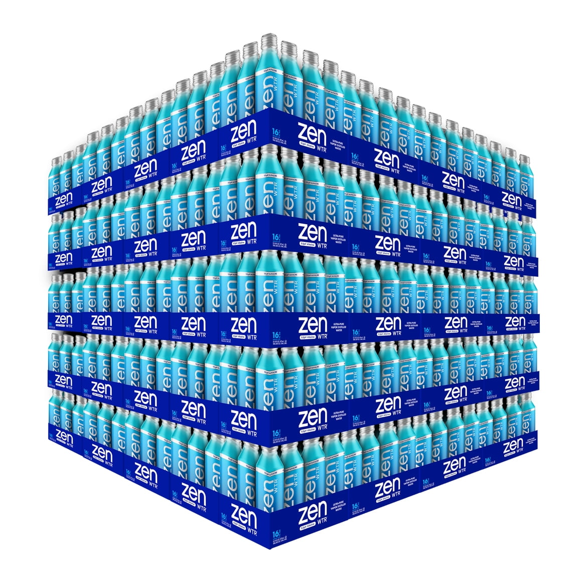 ZenWTR Ultra-Pure, Vapor Distilled Water, 16 OZ (Pack of 12) Bottled Water, 9 pH Alkaline Water with Electrolytes for a crisp, refreshing taste in an infinitely recyclable aluminum bottle.