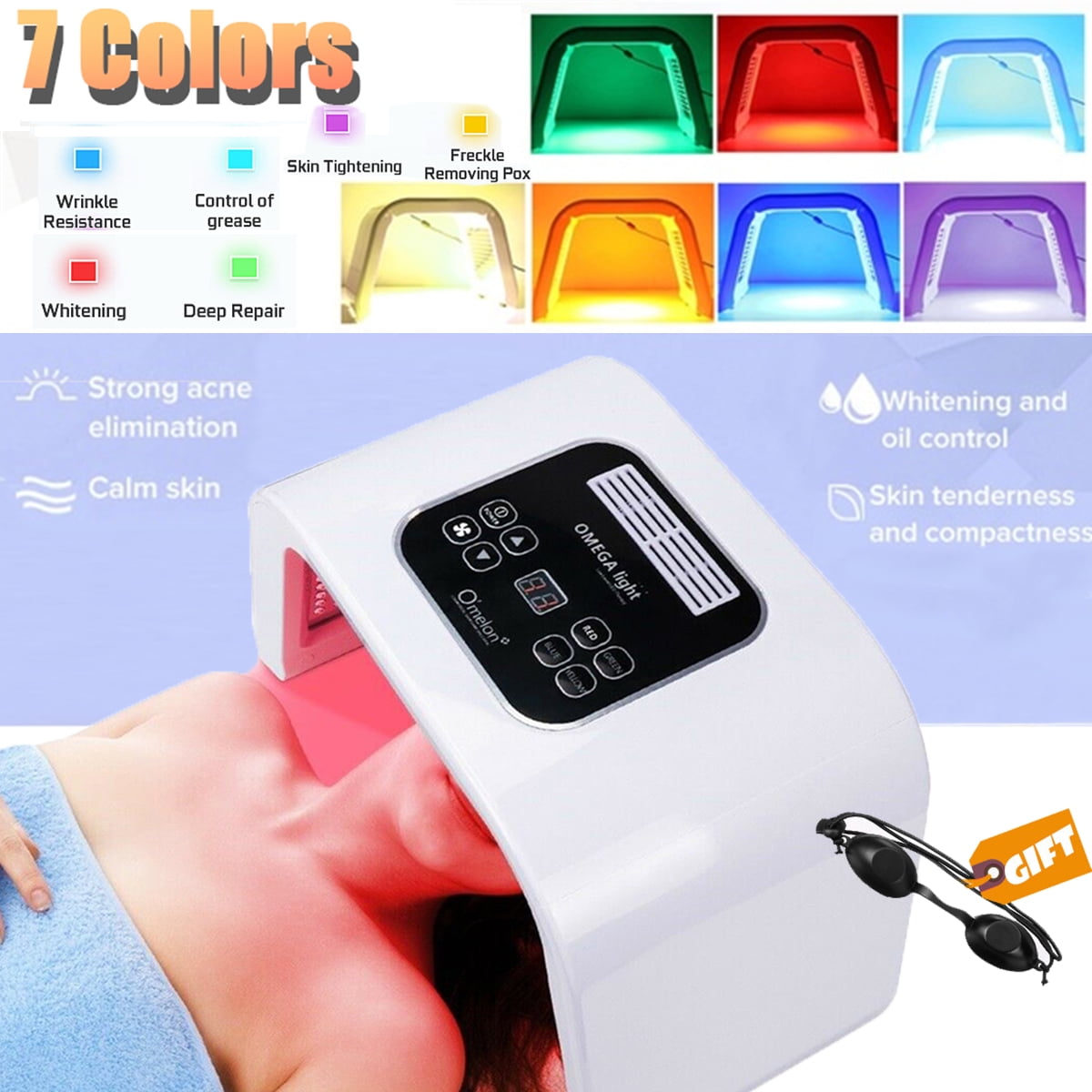 Formen selvmord tung 7 Colors PDT LED Light Therapy Skin Beauty Machine,LED Face Mask for  Removal Wrinkle Anti Aging With Goggles - Walmart.com