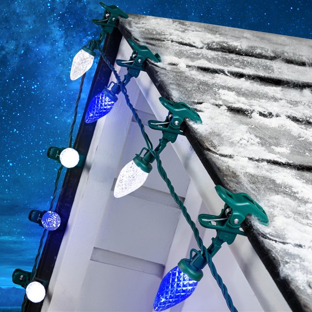 Luces navideñas Moonflor C9 LED, 15 m 50, impermeables, azul y blanco
