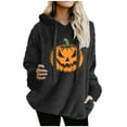 thumbnail image 2 of EchfiProm Casual Sweatshirt for Womens Pumpkin Oversized Hoodies Gray Pullover with Pockets Fleece Ladies Tops Long Sleeve, 2 of 4
