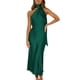 thumbnail image 1 of Gibobby Vestidos para mujer casuales Vestido de noche de satén elegante sin mangas para mujer, vestidos de princesa sofisticados y a la moda(Verde,XL), 1 of 5