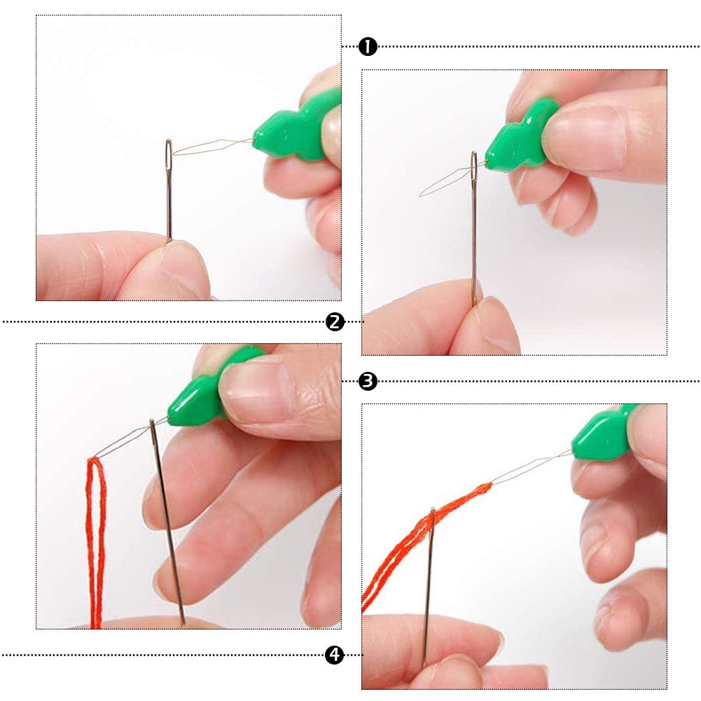 25 PCS Large Eye Sewing Needles, Hand Sewing Sharp Needles Big Eye with Needle Threaders, Stainless Steel Embroidery Needles Assorted Sizes