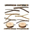 thumbnail image 2 of Soporte de descanso para loro de madera natural con ramas de árboles frutales para aves pequeñas, juguete para desgaste de garras y pico, soporte ajustable para jaula, reemplazable y lavable., 2 of 6