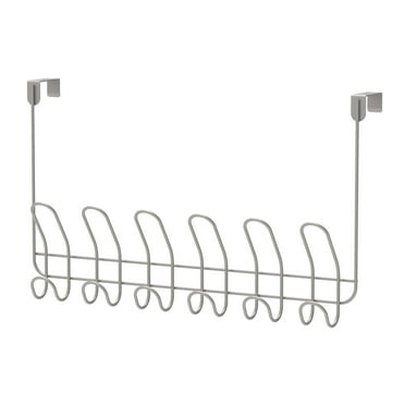 Mainstays Over-the-Door 6-Hook Rack, Storage for Towels, Robes, Clothes, No Drilling, Satin Nickel