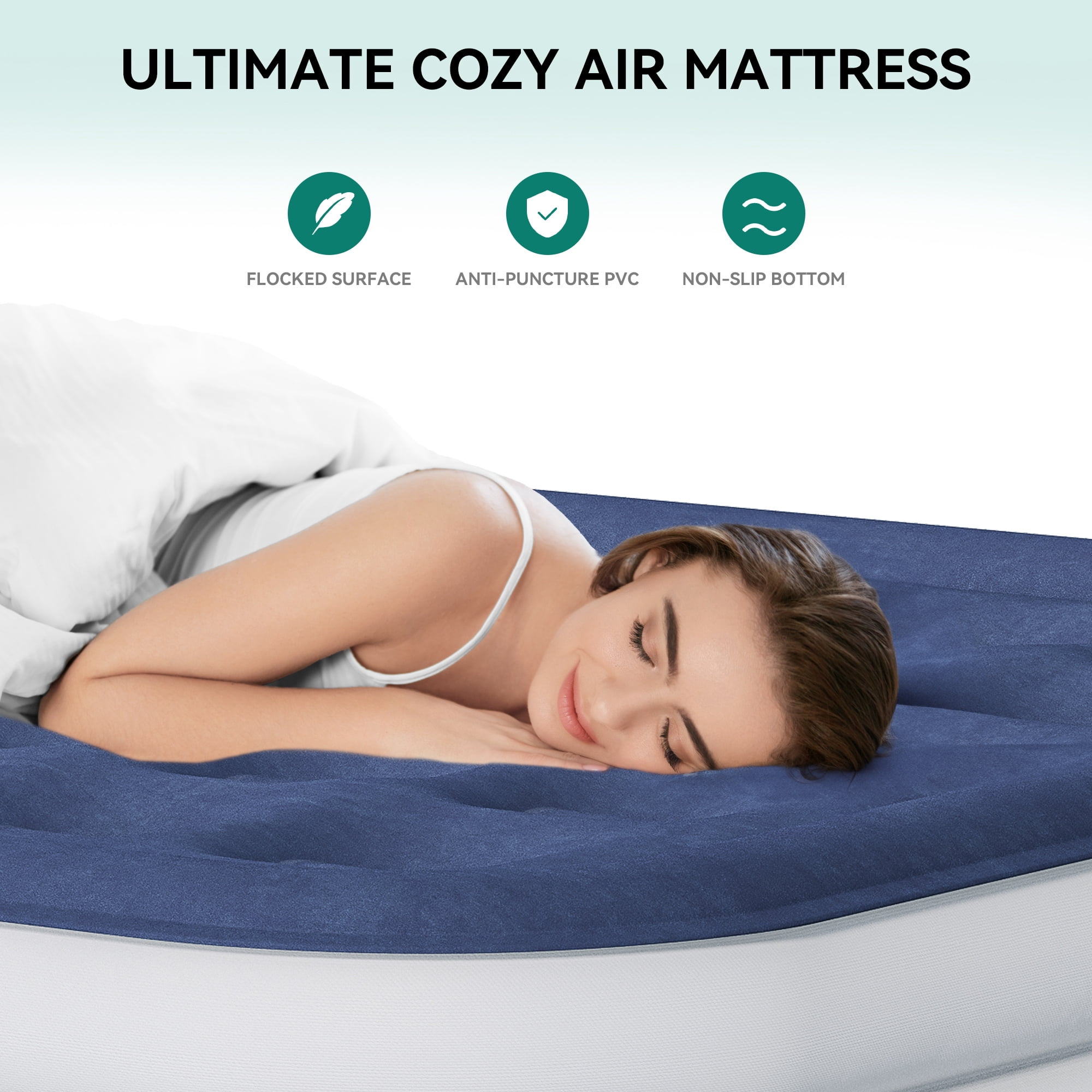 Uforic Queen Air Mattress with Fitted Sheet, 18" Elevated Inflatable Bed with Pump, Carry Bag & Repair Kit