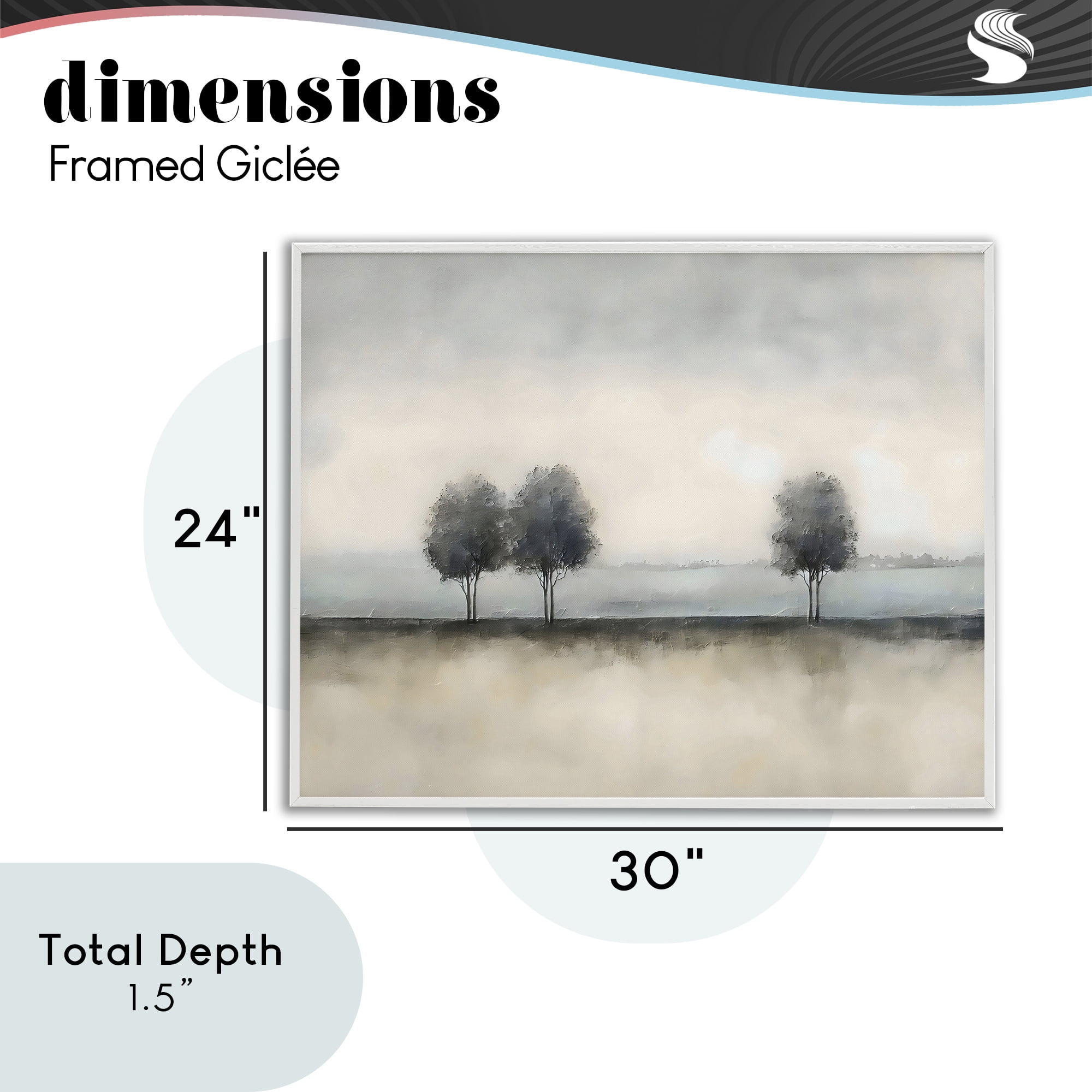 Stupell Industries Muted Trees Horizon White Framed Giclee Art, design by Riley B