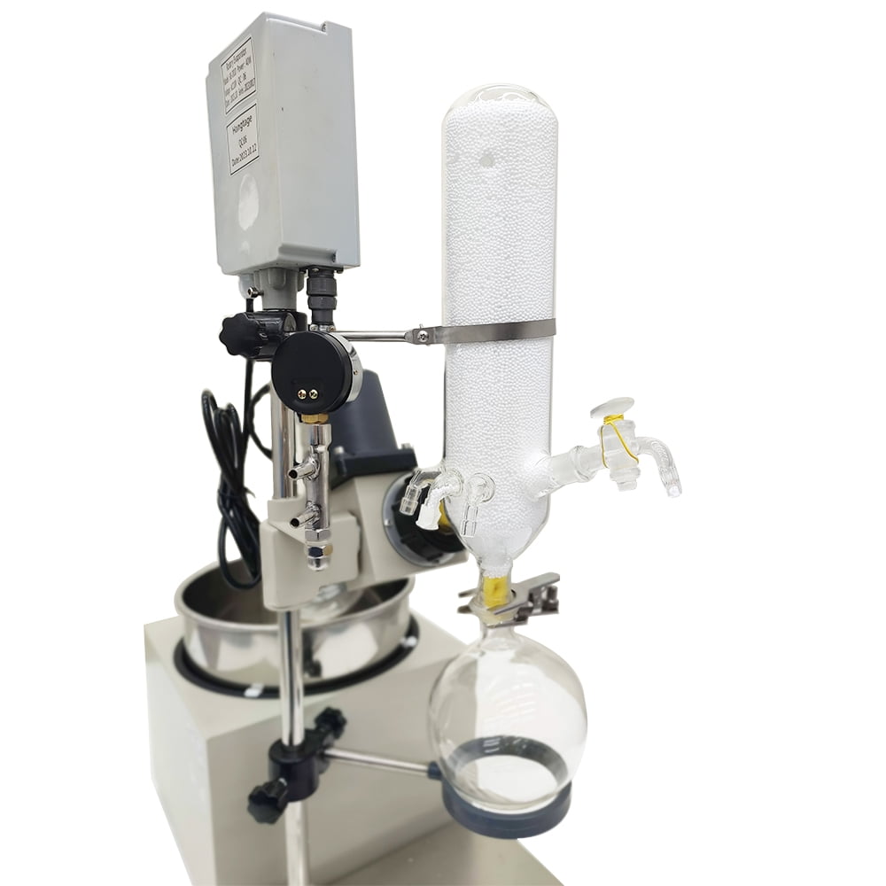 2L Lab Rotary Evaporator Manual Lifting Evaporator with 15L Water Circulating Vacuum Pump 110V