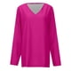 thumbnail image 3 of MHFRRA Camiseta Informal de Manga Larga con Cuello En V para Mujer. Camiseta Básica Cómoda para Uso Diario y Relajación. Ideal para Todas Las Estaciones. Combina Perfectamente con Jeans. Rosa Fuerte, 3 of 4