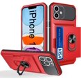 thumbnail image 1 of AmPm iPhone 11 Case Military Shockproof with Sliding Card Slot Magnet Rotatable Kickstand Ring Holder Protective iPhone 11 Phone Case (Blue), 1 of 7