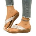 thumbnail image 3 of Orthopedic Sandals with Arch Support Flip Flops for Women Comfortable Flower Platform Wedge Sandals Dressy Slip on Thong Slippers for Summer Beach Walking, 3 of 6