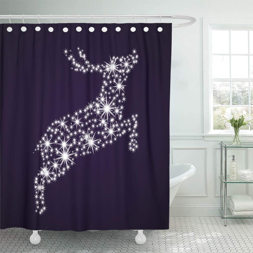 SUTTOM Blue Abstract Reindeer Sparkling Stars Christmas New Year Shower