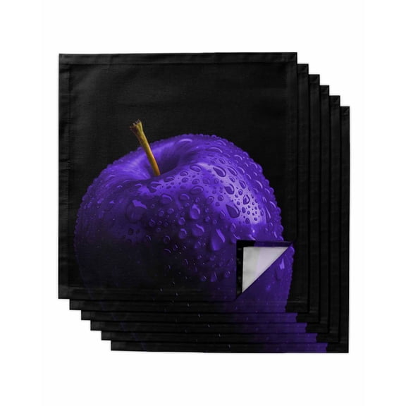 Purple Fruit Cloth Napkins Set of 6 Reusable Dinner Napkins, Modern Minimalist Decor Black Background Cocktail Napkin Washable Table Napkins for Wedding/Holiday Party/Baby Shower 20"x20"