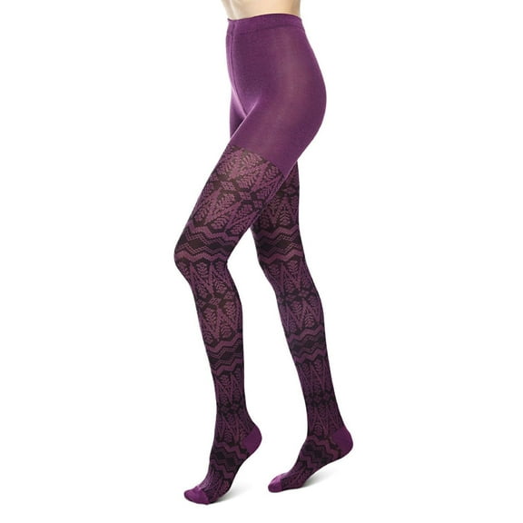 MeMoi Tree Zag Geometric Sweater Tights - Womens - Female (Medium/Large, Phlox)