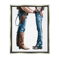 Stupell Industries Country Cowboy & Cowgirl Abstract Painting Gray Floater Framed Canvas Art Print Wall Art, 25 x 31