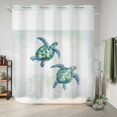 thumbnail image 6 of No Hook Shower Curtain, Teal Turtles Coastal Shower Curtains for Bathroom with See Through Top Window, Summer Ocean Sea Watercolor Waterproof & Washable Bath Curtain Long 72"x78", 6 of 9