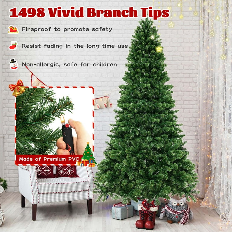 Costway 8 FT Artificial Xmas Tree with 1498 PVC Branch Tips 880