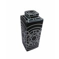 thumbnail image 1 of Benzara BM163344 Black Ceramic Covered Decorative Jar with White Strips, 1 of 1