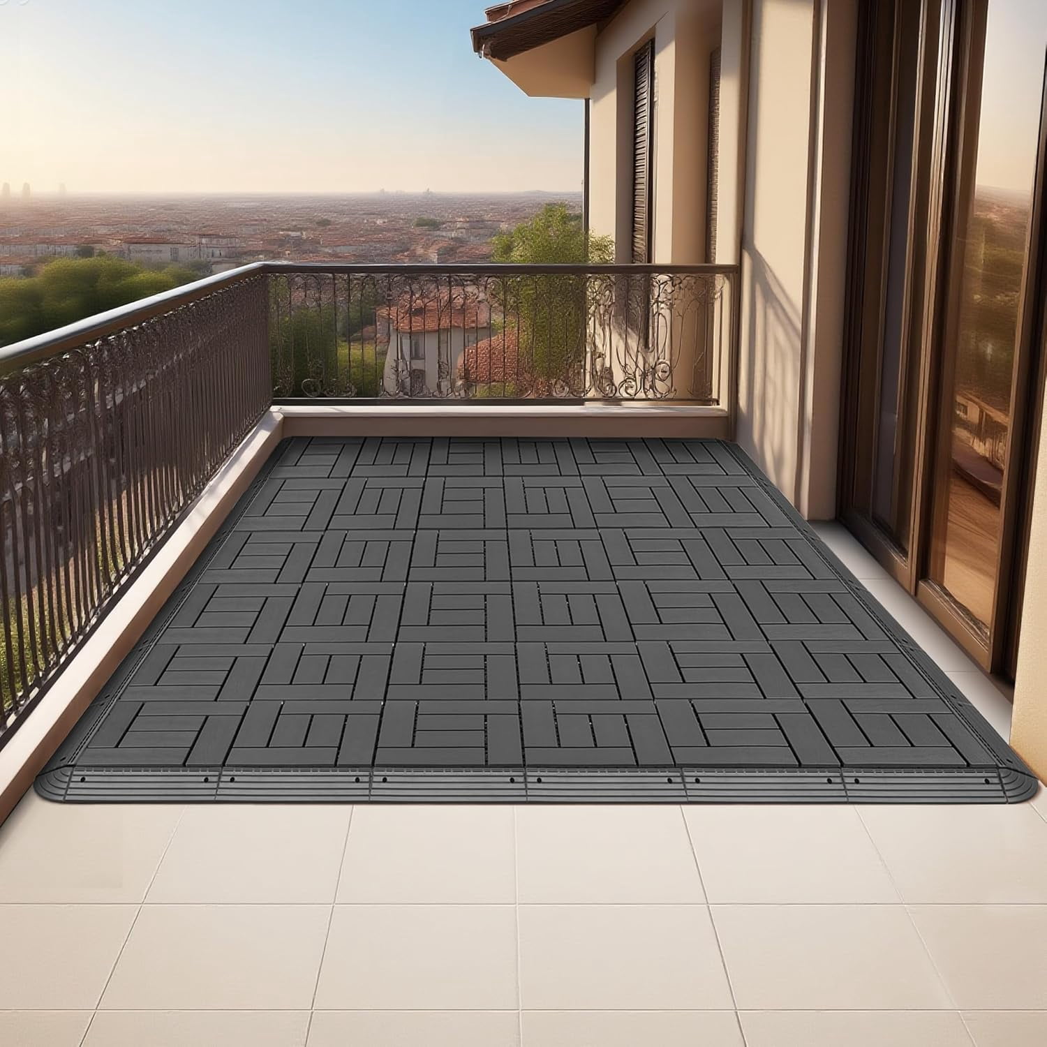 Deck Tiles Accessories 60 PCS Edge Trim & Corner Pieces for Interlocking Patio Floor Tiles
