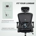 thumbnail image 4 of Ergonomic Mesh Office Chair with Adjustable Headrest & Lumbar Support - Black Task Desk Chair for Home Office, Dorm & Study - Space-Saving Design, 4 of 7