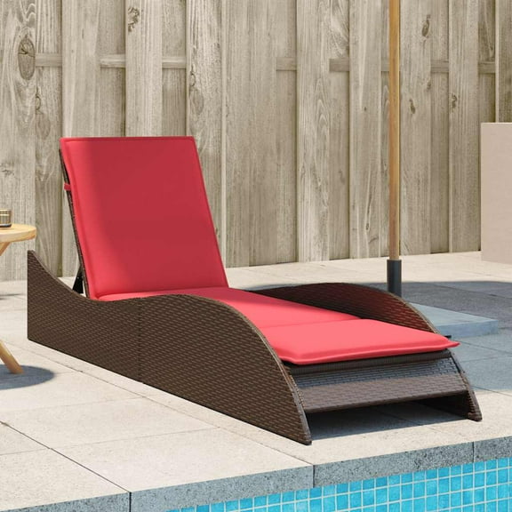 vidaXL Sun Lounger with Cushion Brown 23.6"x80.7"x28.7" Poly Rattan