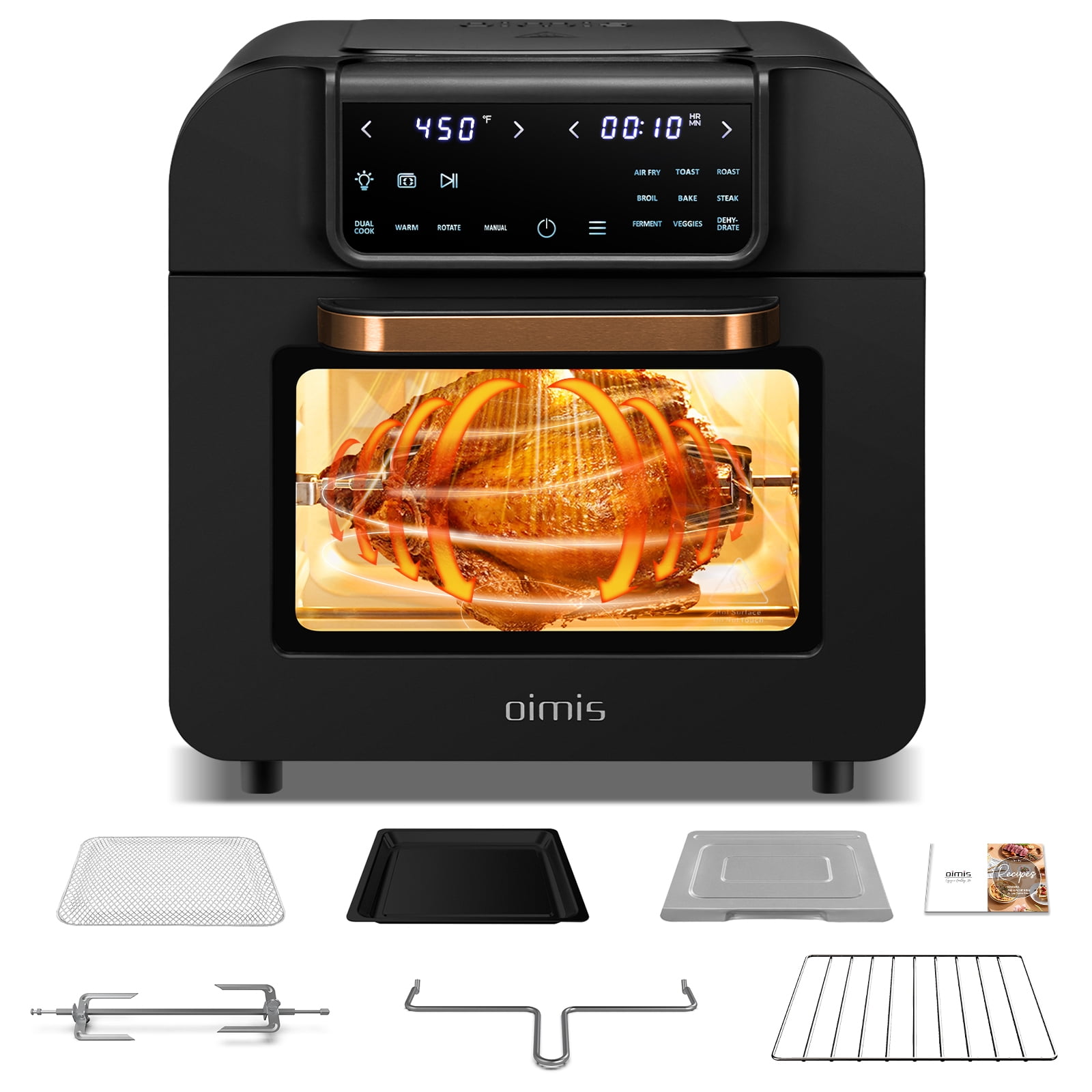 Air Fryer Oven OIMIS,32QT X-Large Air Toaster Oven Air Fryer Rotisserie Oven  Combo 21 IN 1 1800W Countertop Oven Dual Cook Patented Dual Air Duct System  8 Acces… in 2023