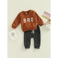 thumbnail image 3 of Bagilaanoe 2Pcs Toddler Baby Boy Long Pants Set Letter Print Long Sleeve Sweatshirt Pullover Tops+ Trousers 6M 12M 18M 24M 3T Fall Casual Sweatsuit, 3 of 9