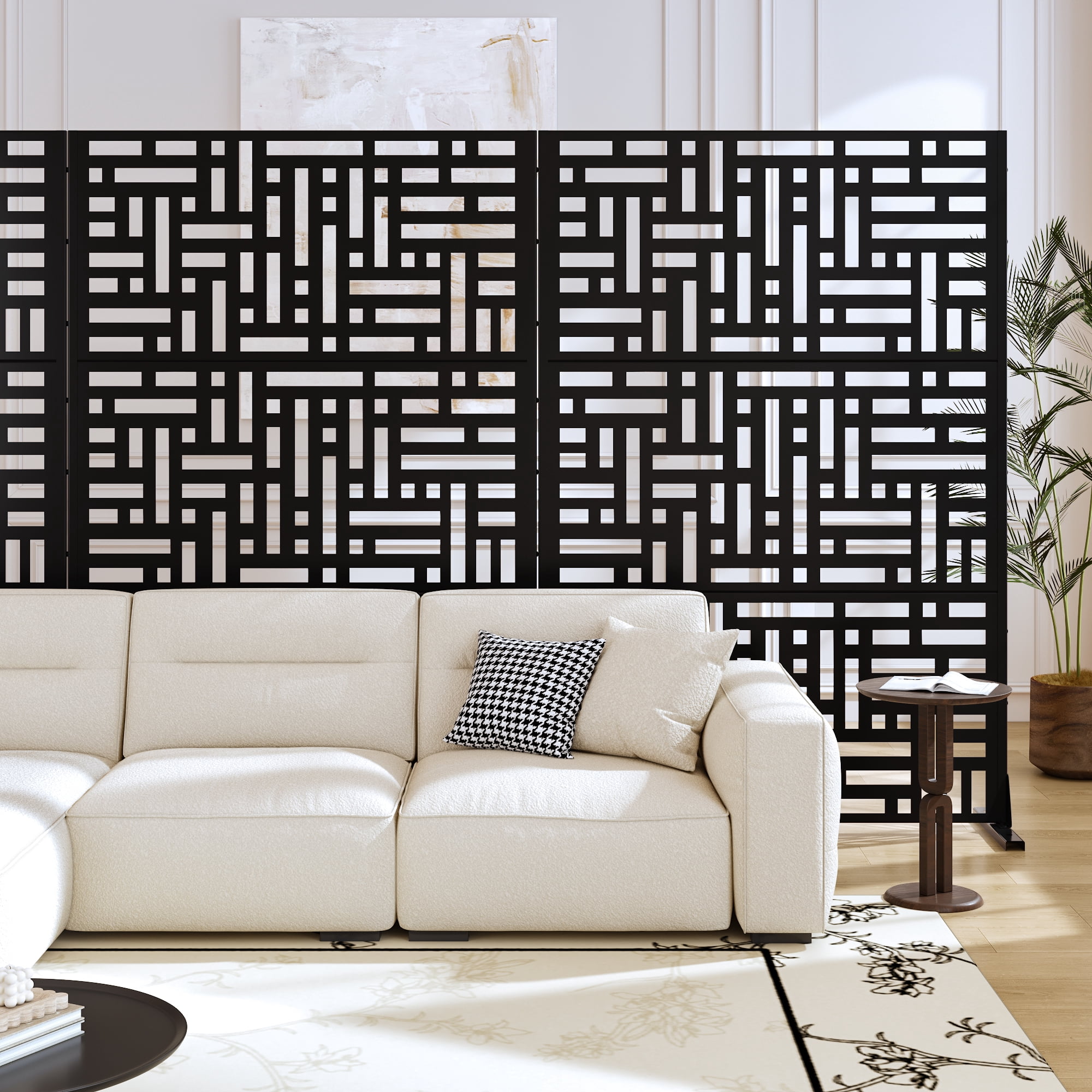 MAYEERTY Decorative Metal Screen – Durable Galvanized Steel Partition,Maze,Black