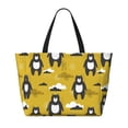 thumbnail image 2 of Zufioo Cartoon Bear Yellow Print Large Capacity Beach Travel Bag, Zippered Pocket Foldable Hand-held Shoulder Beach Bag, 2 of 7