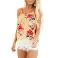 thumbnail image 2 of Pompotops Hauts pour Femmes Col Rond Imprimé Camisole Sans Manches Bordure en Dentelle T-Shirt, 2 of 9