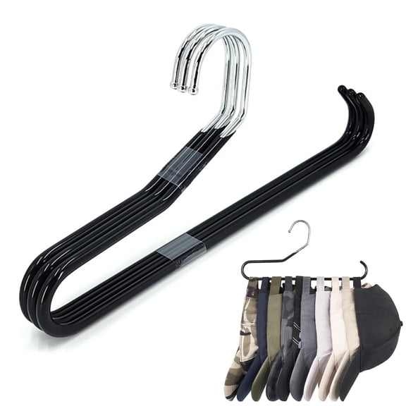 Hat Organizer for Baseball Caps Metal Hat Rack for Closet Set of 2 Hat Hangers Baseball Cap Holder Hat Storage Organizer Holds 20 Caps, Black