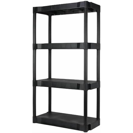 Plastic 4-Tier 56.2" H x 30"" W x 13.8" D Shelf, 280lb Total Capacity,Black$$Tools & Hardware Other