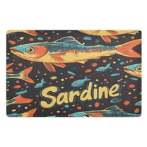 Yayeee Doormat for Indoor Entrance 32" x 20" Non Slippery Floor Rug, Black Sardines Pattern