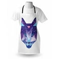 thumbnail image 3 of Space Cat Apron Kitty Head in Geometrical Lines with Star Cluster Cosmology Image, Unisex Kitchen Bib Apron with Adjustable Neck for Cooking Baking Gardening, White Sky Blue and Purple, by Ambesonne, 3 of 3