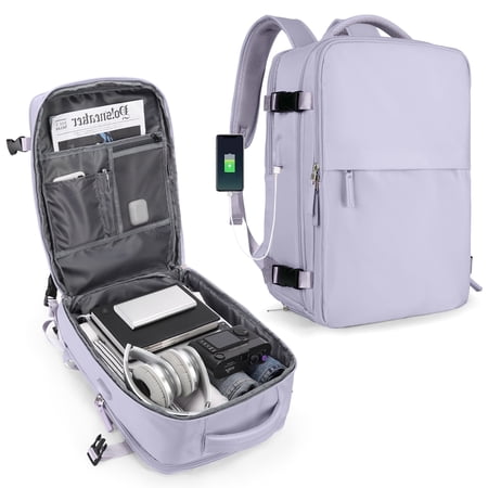 Backpack For Women Men Bag Watreproof Hiking Backpack College Laptop Backpack for Everydayon Airplane Essentials Carry on Backpack Flight Approved(Purple)