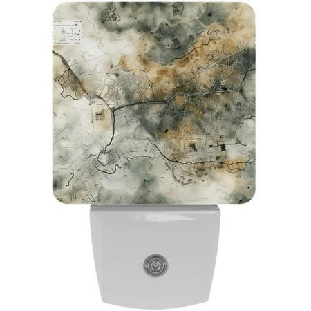 

Map section LED Square Night Light - Energy Efficient Plug-in Nightlight with Auto Sensor for Bedroom Bathroom and Hallway - Soft Glow Illumination - White Pack of 2