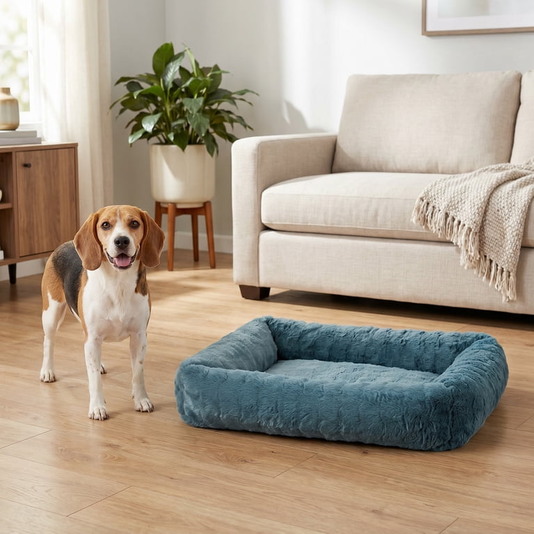 Vibrant Life Medium Bubble Fur Pet Bed, Blue photo 3