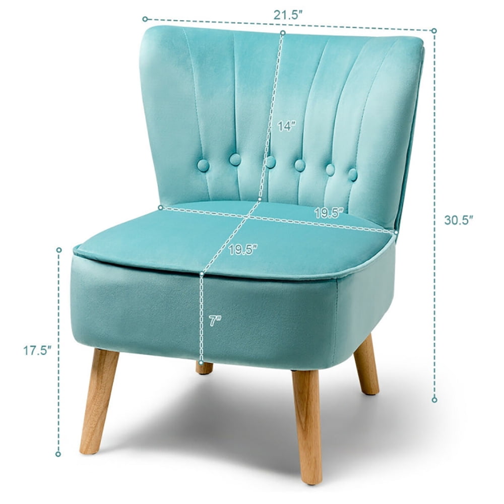 Finihen Velvet Accent Chair, Armless Accent Chair Tufted Velvet Leisure Chair, Thickly Padded, Armless Wingback Club Chairs for Living Room, Bedroom, Green