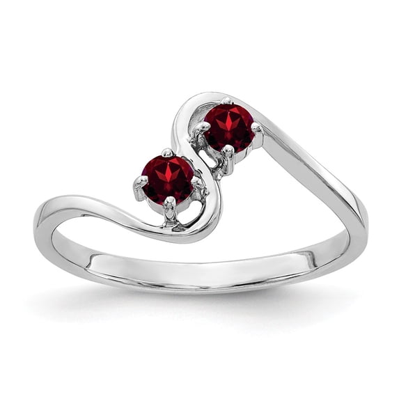 Solid 14k White Gold 3mm Garnet January Red Gemstone Engagement Ring Size 7.5