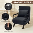 thumbnail image 2 of Avocahom Convertible Sofa Bed Sleeper Chair,6 Angles Adjustable Backrest, Single Person Chaise Lounge Couch w/ Pillow, Folding Bed for Overnight Guests, Foldable Sofa Arm Chair for Office, Black, 2 of 8